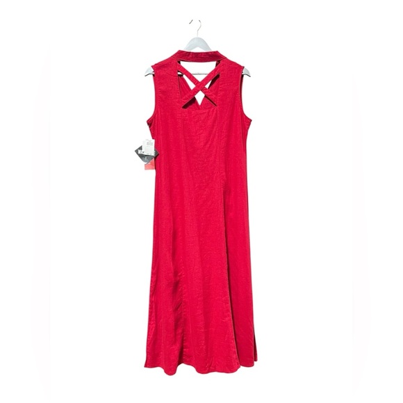 R&K Originals Red Linen Blend Sleeveless Maxi Dress – Size 10 - Picture 2 of 4
